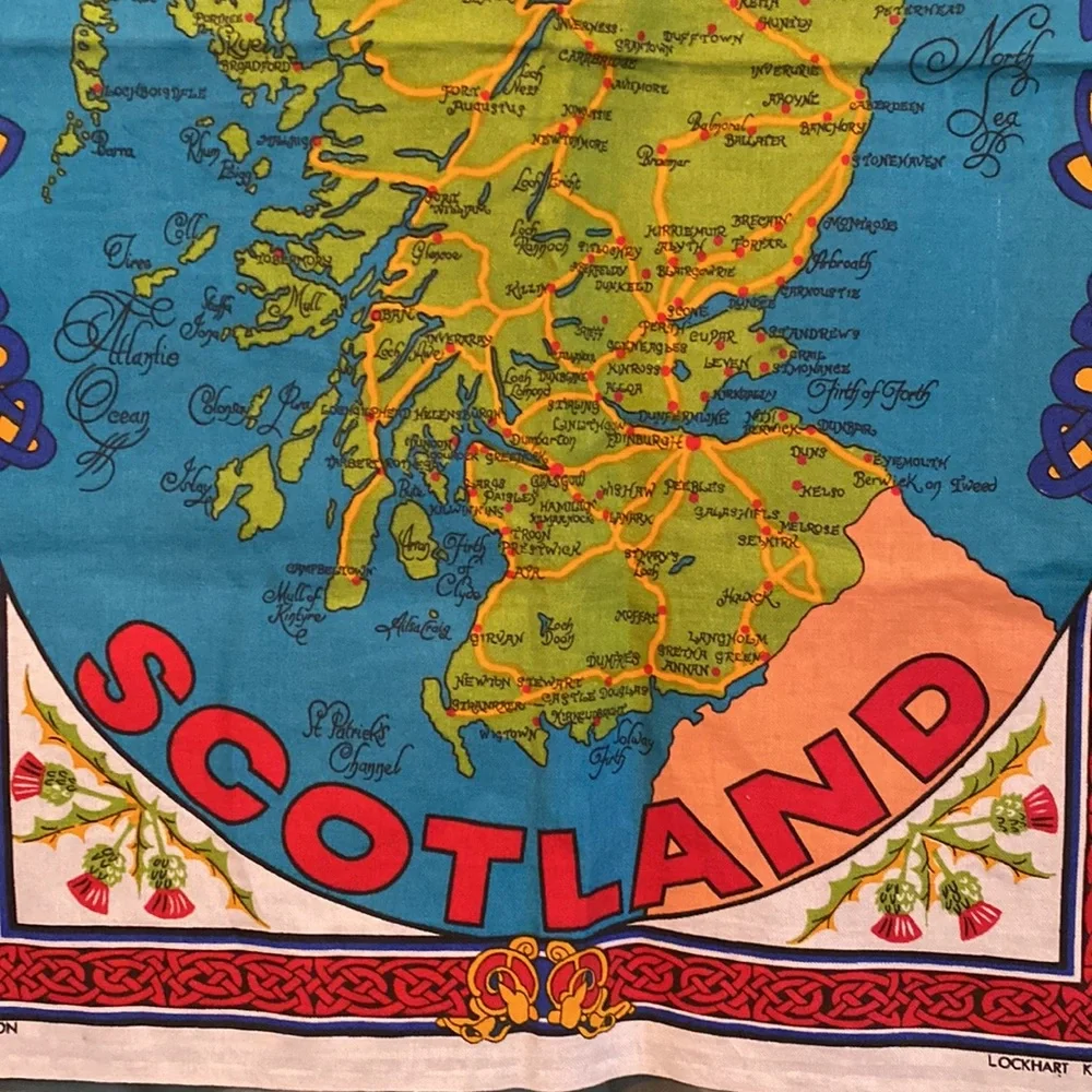 Scotland souvenir hand tower vintage cotton